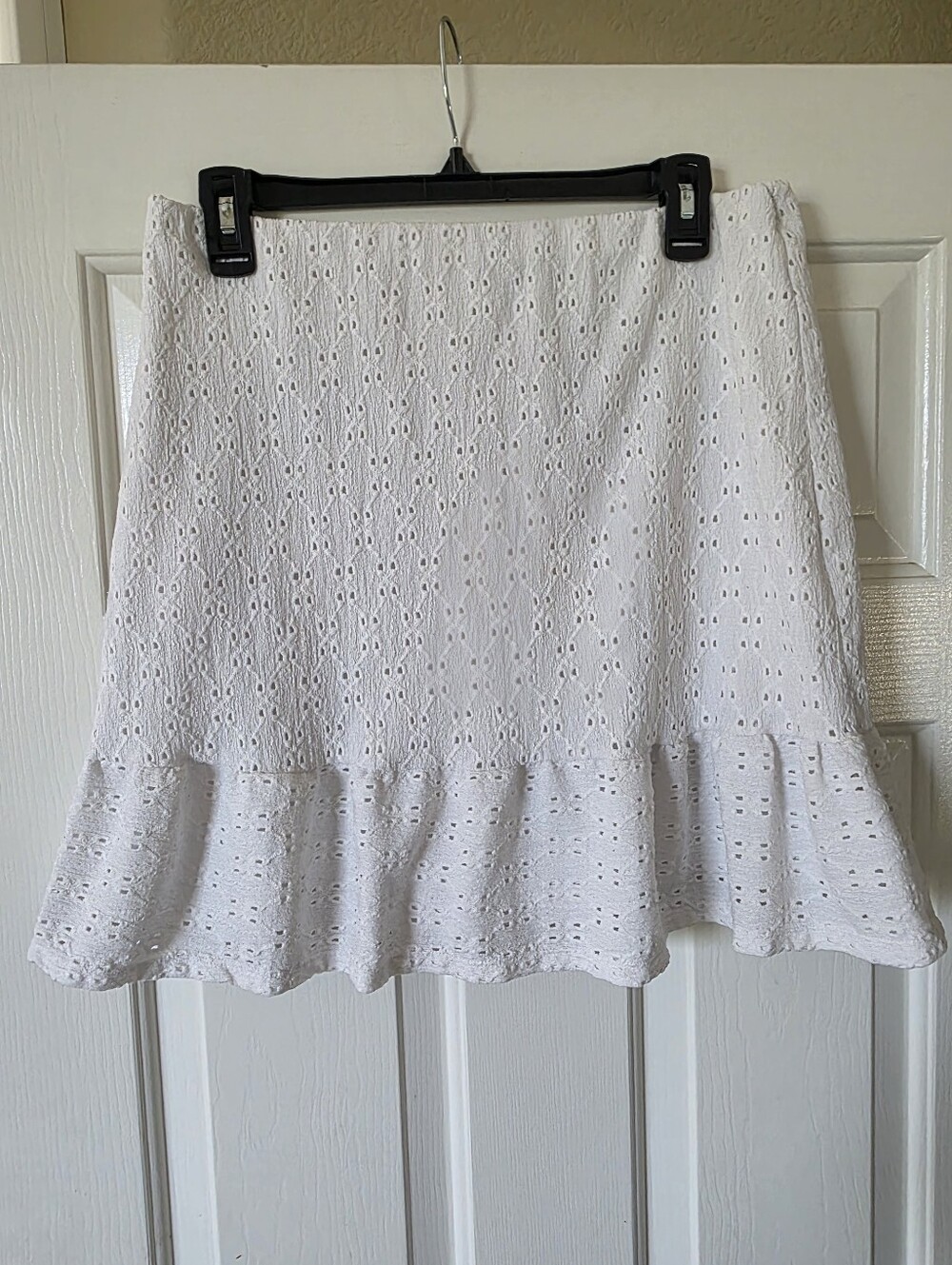 Lily Rose Eyelet Ruffle Hem Skater Skirt Juniors XL White